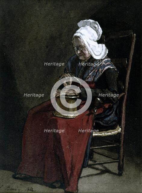 Old Woman with Copper Pot, 1862. Creator: Francois Bonvin.