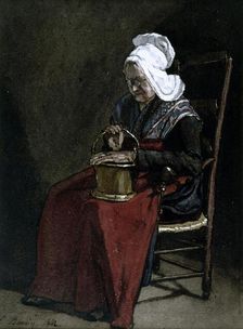 Old Woman with Copper Pot, 1862. Creator: Francois Bonvin