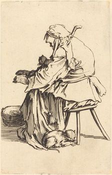 Old Woman with Cats, c. 1622. Creator: Jacques Callot