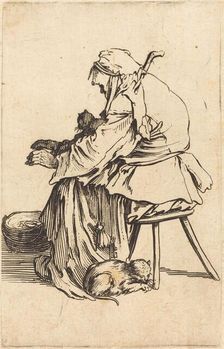Old Woman with Cats, c. 1622. Creator: Jacques Callot