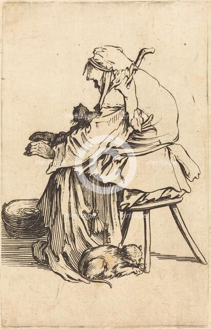 Old Woman with Cats, c. 1622. Creator: Jacques Callot.