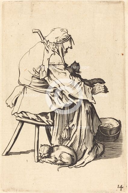 Old Woman with Cats. Creator: Unknown.
