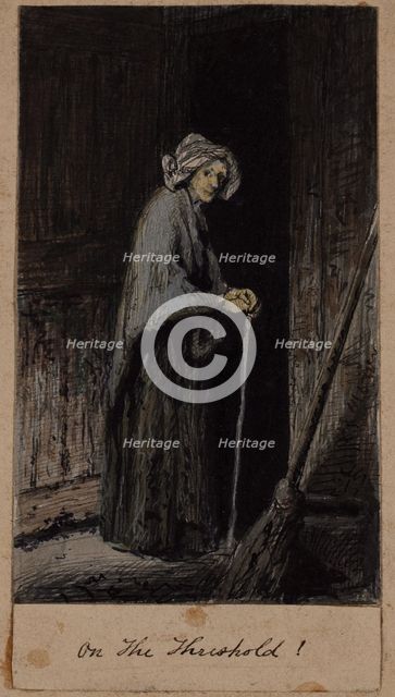 Old Woman with Cane, c1860-1895. Creator: Thomas Hovenden.