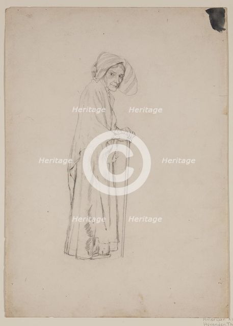 Old Woman with Cane, c1860-1895. Creator: Thomas Hovenden.