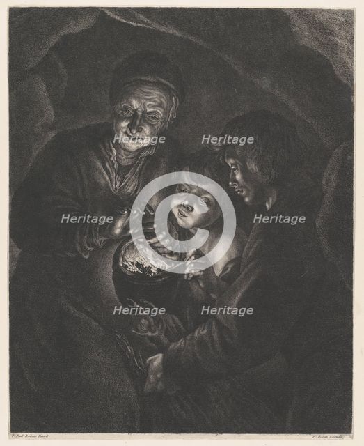 Old Woman with a Brazier, after Rubens, 18th century. Creator: Pierre François Basan.