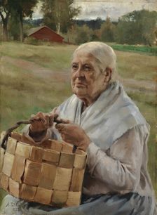 Old Woman with a Chip Basket, 1882. Creator: Albert Edelfelt