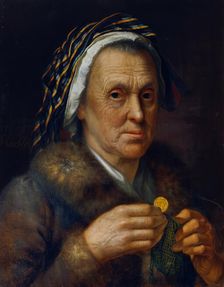 Old woman with a ducat, before 1820. Creator: Johann Hochle