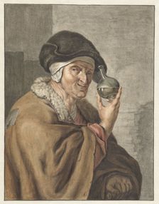 Old woman with a flask of urine, 1741-1820. Creator: Abraham Delfos