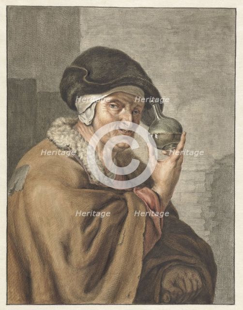 Old woman with a flask of urine, 1741-1820. Creator: Abraham Delfos.
