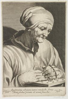 Old woman with a rosary praying. Creator: Cornelis Bloemaert