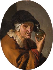 Old woman with bottle of urine: "The Quack", c1680. Creator: Willem van Mieris