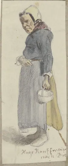 Old woman with basket, 1860. Creator: Hugo Kauffmann