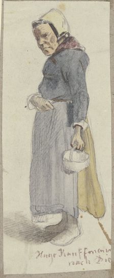 Old woman with basket, 1860. Creator: Hugo Kauffmann