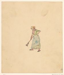 Old woman with broom, c.1880-c.1910. Creator: Anon