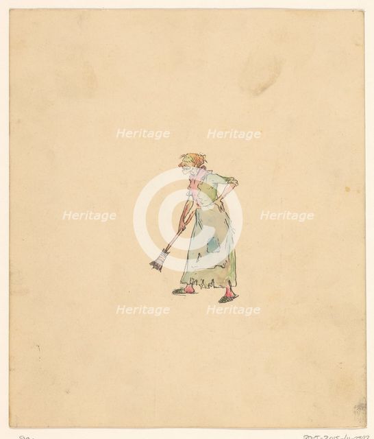Old woman with broom, c.1880-c.1910. Creator: Anon.