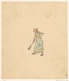 Old woman with broom, c.1880-c.1910. Creator: Anon