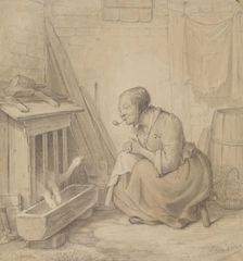 Old Woman with Pipe and Geese, 1802. Creator: Julius Carl Hermann Schroder