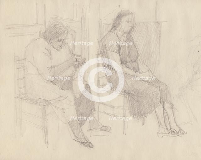 Old women knitting, Italy, c1950. Creator: Shirley Markham.