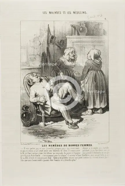 Old Womens' Remedies (plate 6), 1843. Creator: Charles Emile Jacque.