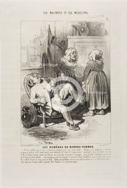 Old Womens' Remedies (plate 6), 1843. Creator: Charles Emile Jacque.