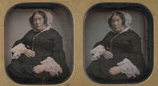 Older Woman Wearing Flowered Bonnet, 1850s. Creator: Unknown