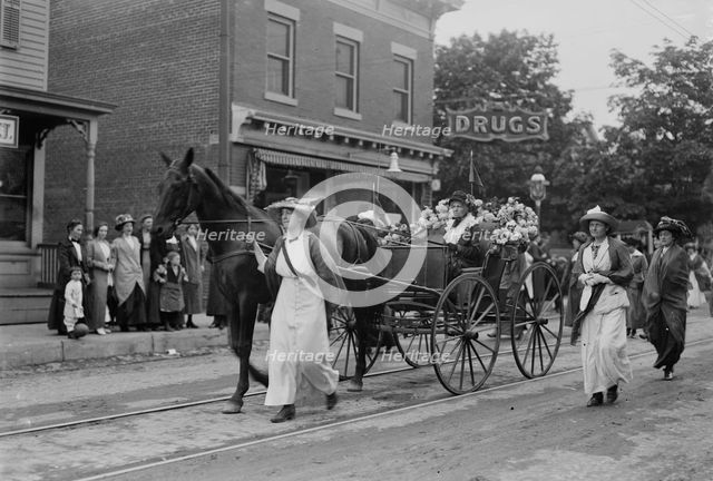 Oldest suffragette - Mrs. Rhoda Glover in Pageant, 1913. Creator: Bain News Service.