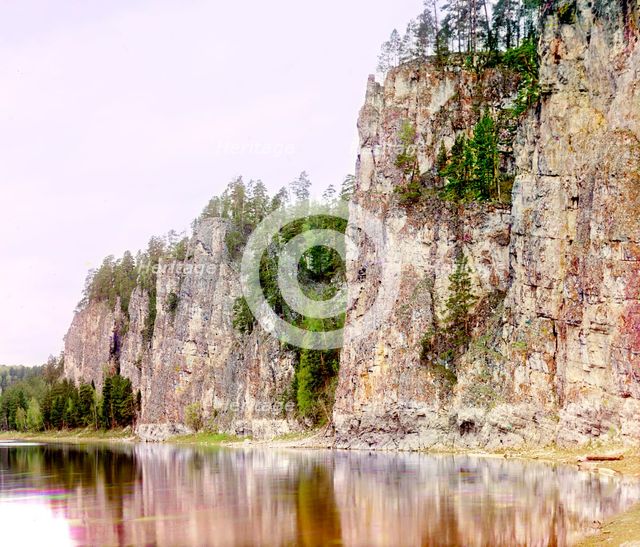 Oleniy Rock, Chusovaya River, 1912. Creator: Sergey Mikhaylovich Prokudin-Gorsky.