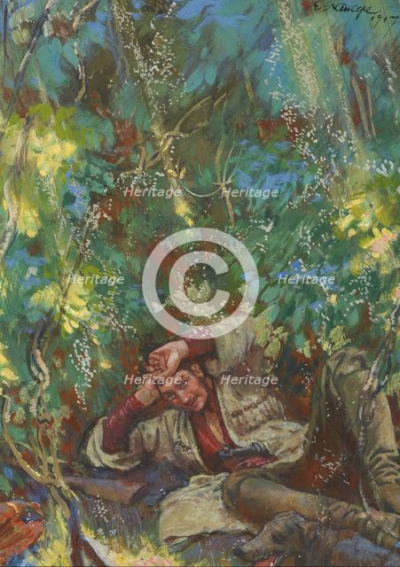 Olenin. Illustration for the novel The Cossacks by Leo Tolstoy, 1917.