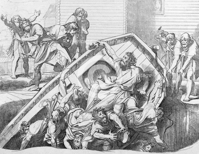 Olga's avenge to the Drevlians, before 1839. Artist: Bruni, Fyodor Antonovich (1800-1875)