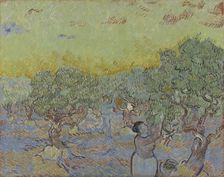 Olive grove with two olive pickers, 1889