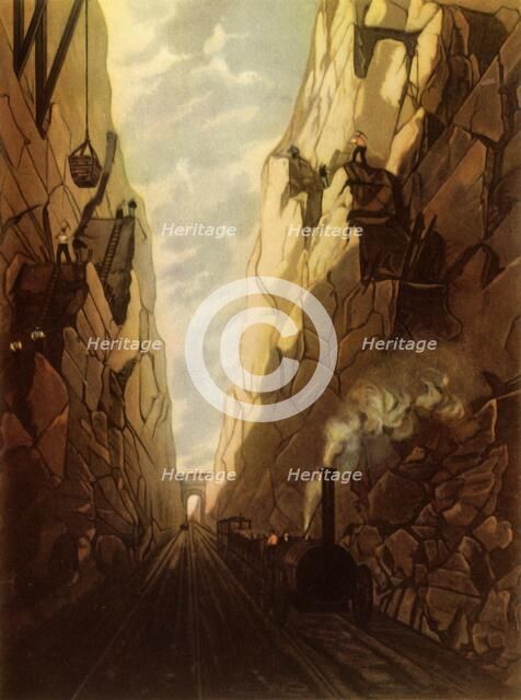 'Olive Mount Cutting on the Liverpool and Manchester Railway', 1831, (1945).  Creator: Thomas Talbot Bury.