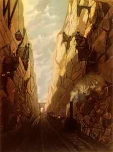 Olive Mount Cutting on the Liverpool and Manchester Railway 1831, (1945). Creator: Thomas Talbot Bury