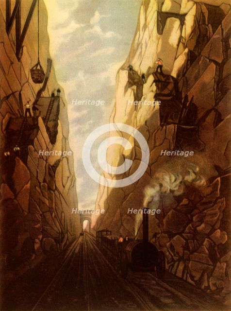 'Olive Mount Cutting on the Liverpool and Manchester Railway', 1831, (1945).  Creator: Thomas Talbot Bury.