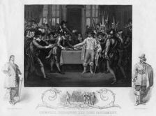 Oliver Cromwell (1599-1654) dissolving the Long Parliament, 19th century.Artist: J Rogers