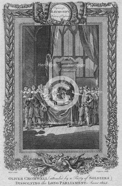 'Oliver Cromwell (attended by a City of Soldiers) dissolving the Long Parliament. Anno 1653', c1787. Artist: Unknown.