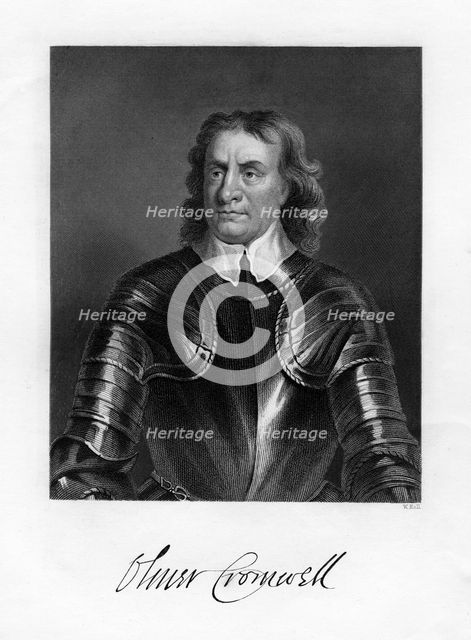 Oliver Cromwell, English soldier and statesman, 19th century. Artist: W Holl