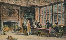 Oliver Cromwell trying a prisoner during the defence of Banbury. The Globe Room of Ye Olde Reine Dee
