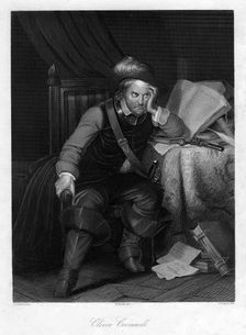 Oliver Cromwell with Killing no Murder 1657, (19th century).Artist: AH Payne
