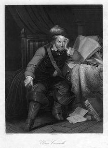 Oliver Cromwell with Killing no Murder 1657, (19th century).Artist: AH Payne