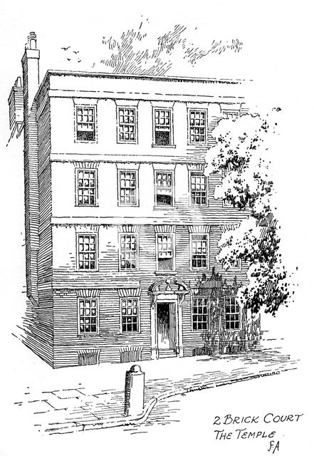 Oliver Goldsmith's house, 2 Brick Court, Temple, London, 1912. Artist: Frederick Adcock