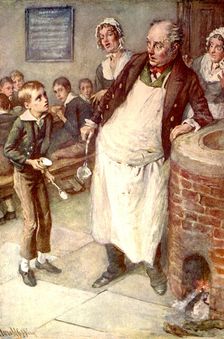 Oliver Twist Asks For More c1900. Creator: Harold Copping