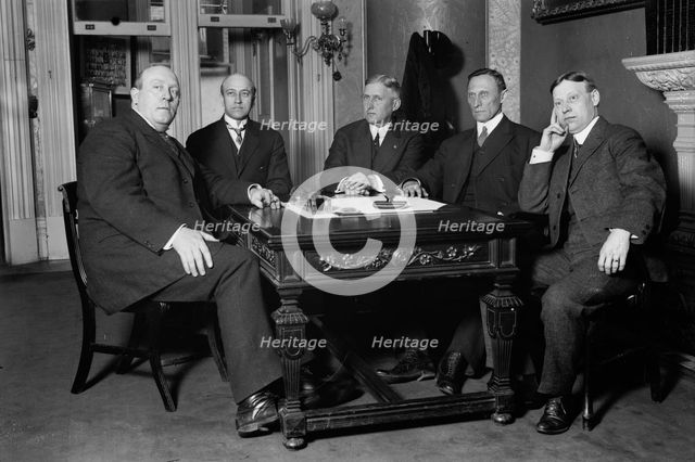 Ollie James, J.M. Waller, John R. Downing, J.C. Utterback, Capt. C.C. Calhoun, between c1910-c1915. Creator: Bain News Service.