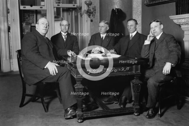 Ollie James, J.M. Waller, John R. Downing, J.C. Utterback, Capt. C.C. Calhoun, between c1910-c1915. Creator: Bain News Service.