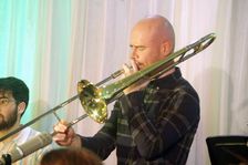 Ollie Martin, Stan Sulzmann’s Neon Orchestra, Watermill Jazz Club, Dorking, Surrey, Nov 2023. Creator: Brian O'Connor