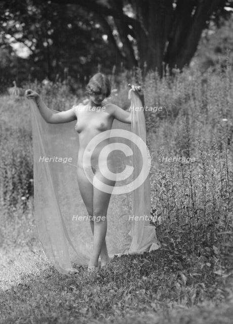 Olson, Margaret, Miss, standing outdoors, 1924 July. Creator: Arnold Genthe.