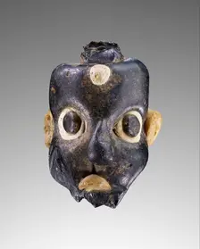 Opaque Dark Blue Mask Bead, 5th-4th century BC. Creator: Unknown