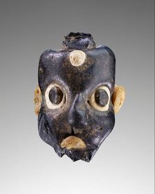 Opaque Dark Blue Mask Bead, 5th-4th century BC. Creator: Unknown
