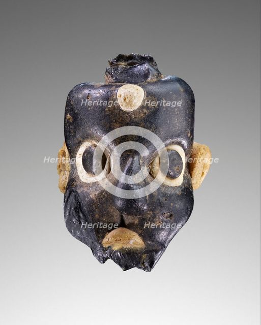 Opaque Dark Blue Mask Bead, 5th-4th century BC. Creator: Unknown.