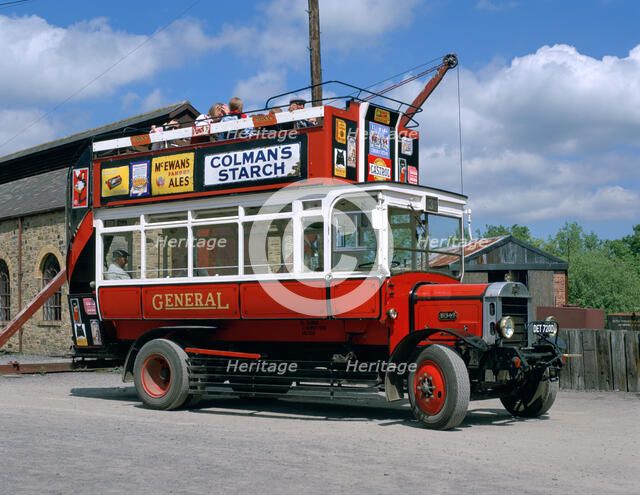 Open top bus, Beamish Museum, Stanley, County Durham.