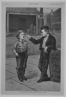 Open Your Mouth and Shut Your Eyes (Harper's Weekly), May 16, 1874. Creator: Unknown